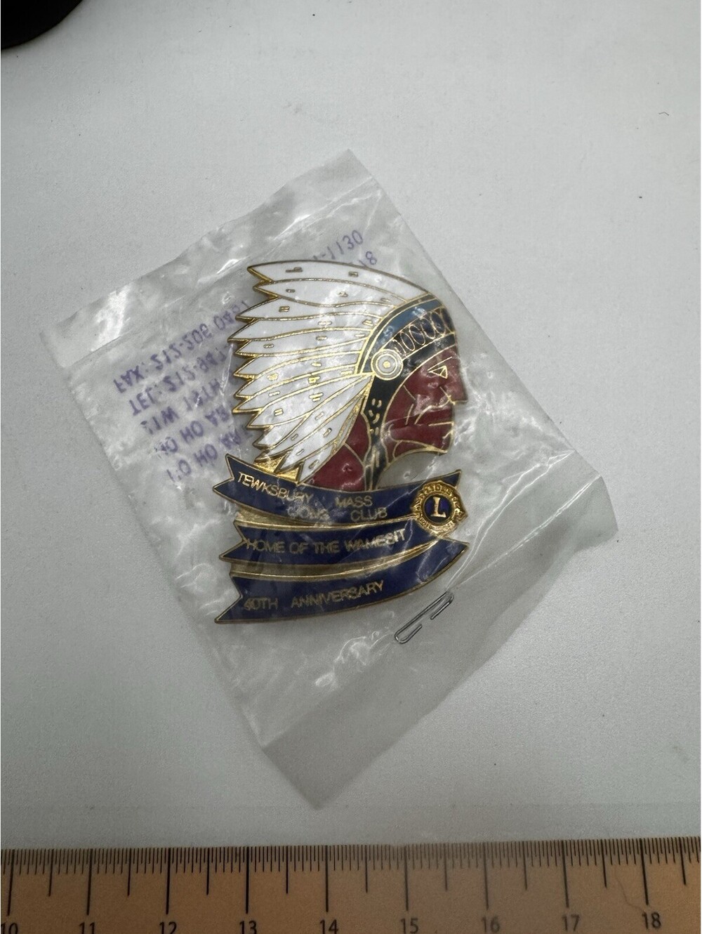 Vintage Lions Club Button - Tewksbury Mass 40th Anniversary